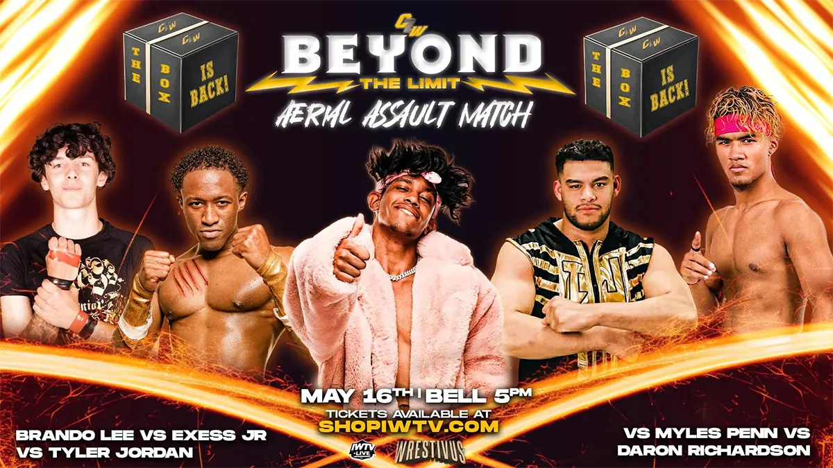 AERIAL ASSAULT is back! Featuring BRANDO LEE, EXEXX JR, TYLER JORDAN, MYLES PENN, DARRON RICHARDSON + more at Beyond The Limit on May 16th - Get your tickets now!