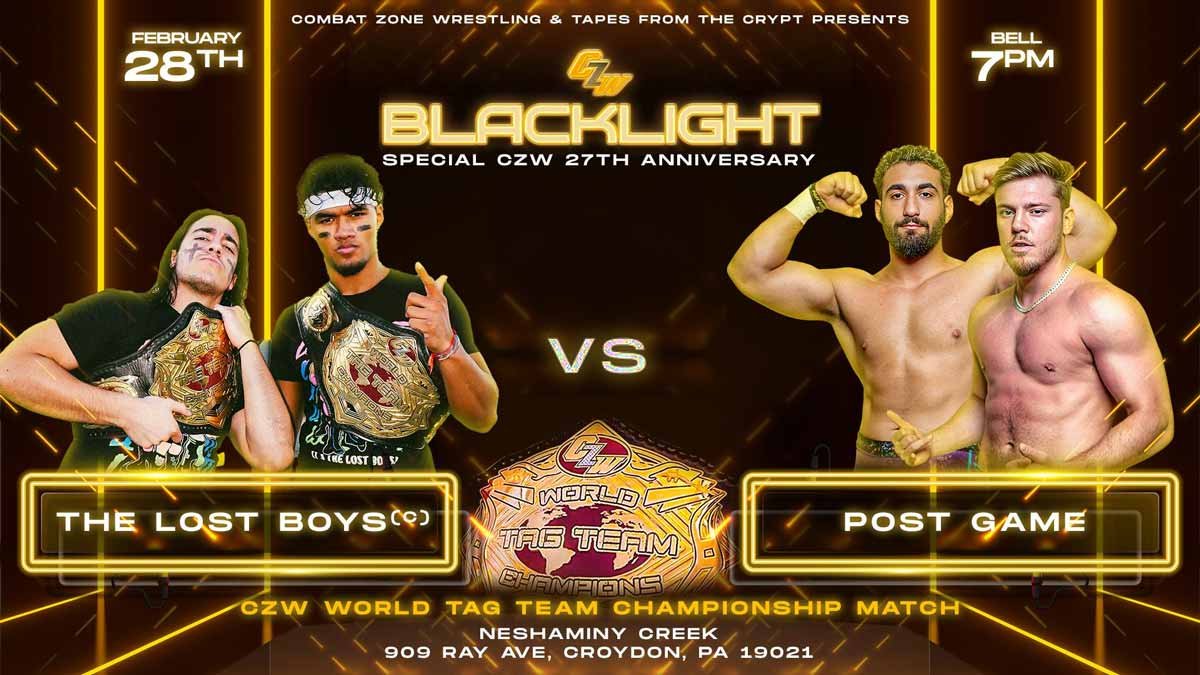 LOST BOYS defend the CZW Tag Team titles against former champs POST GAME - Tix on sale now!