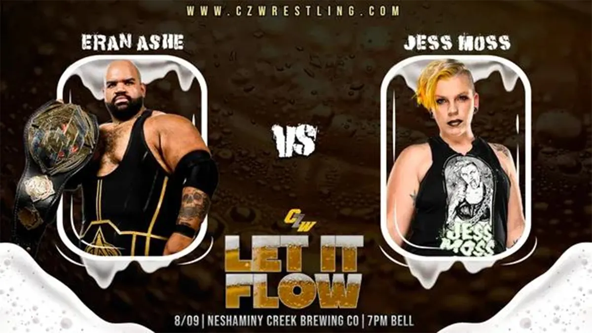 Eran Ashe goes one on one with Jess Moss at CZW's Let It Flow on August 9th - Tix on sale now!