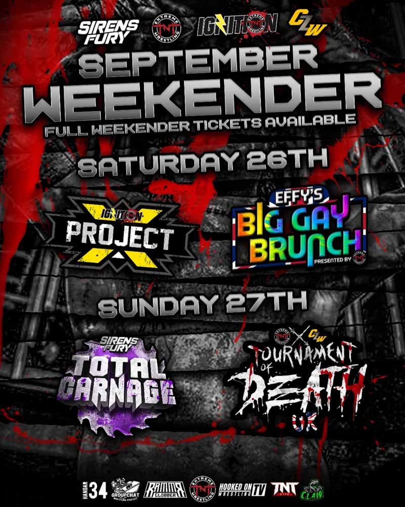 CZW X TNT TOD UK as part of TNT's Extreme Wrestling September Weekender - September 26 + 27, 2026